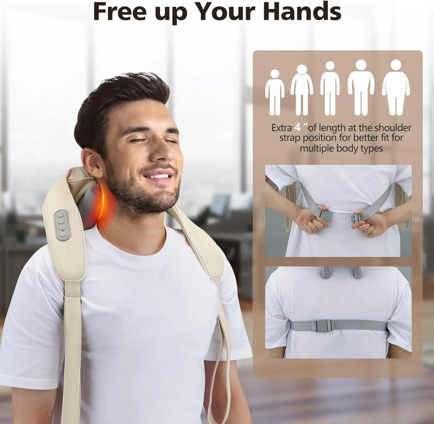 Neck Massager Cordless Shiatsu – Deep Heat Therapy Pro