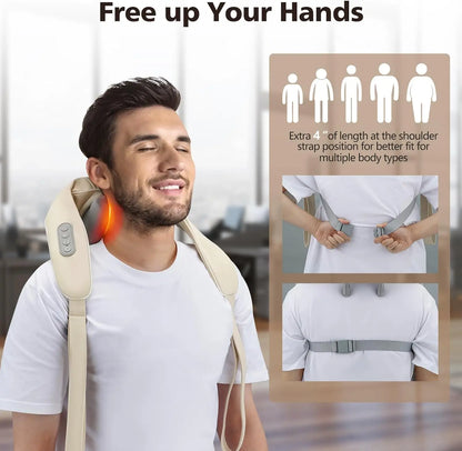 Neck Massager Cordless Shiatsu – Deep Heat Therapy Pro