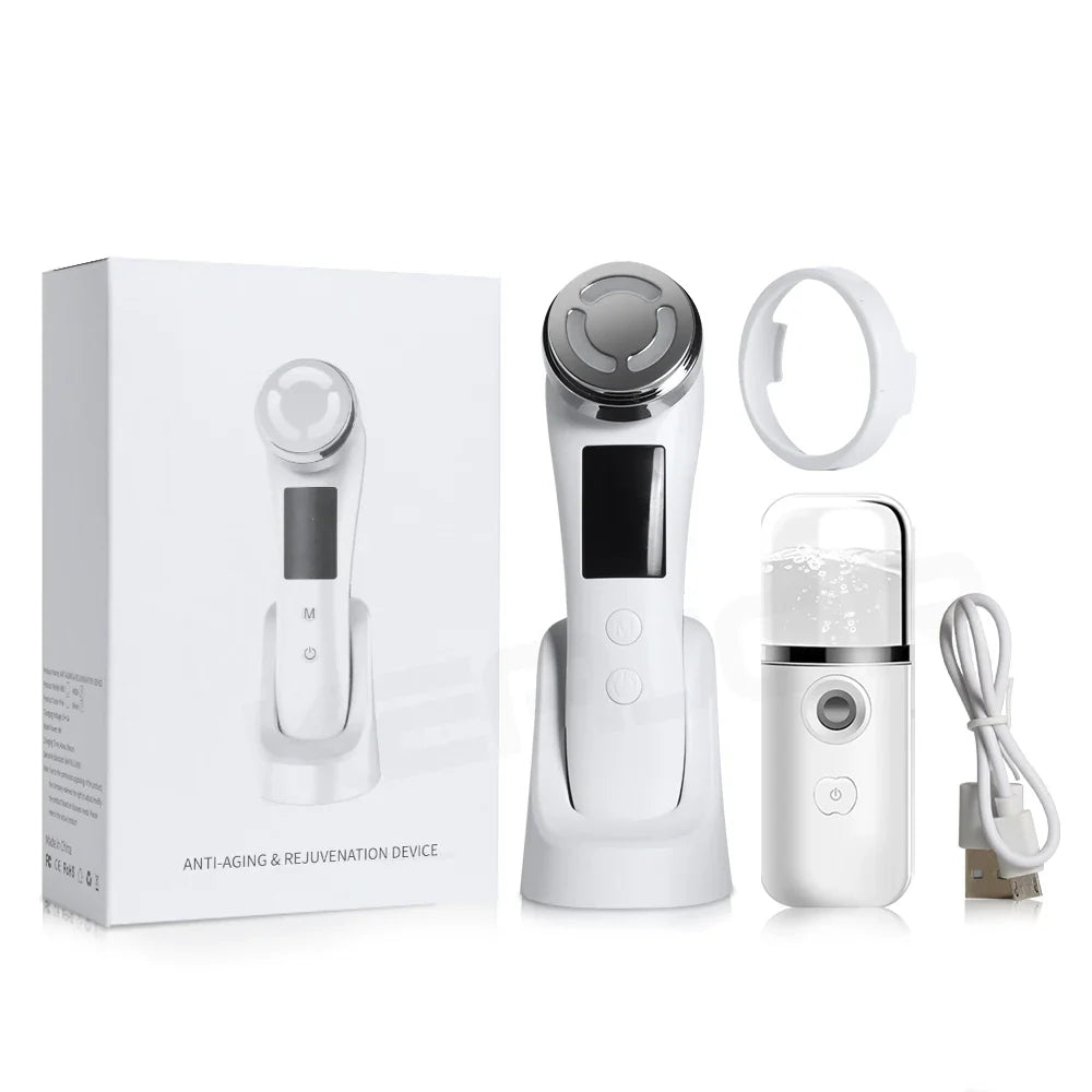 RF Facial Massager for Skin Tightening and Lifting with EMS Microcurrent