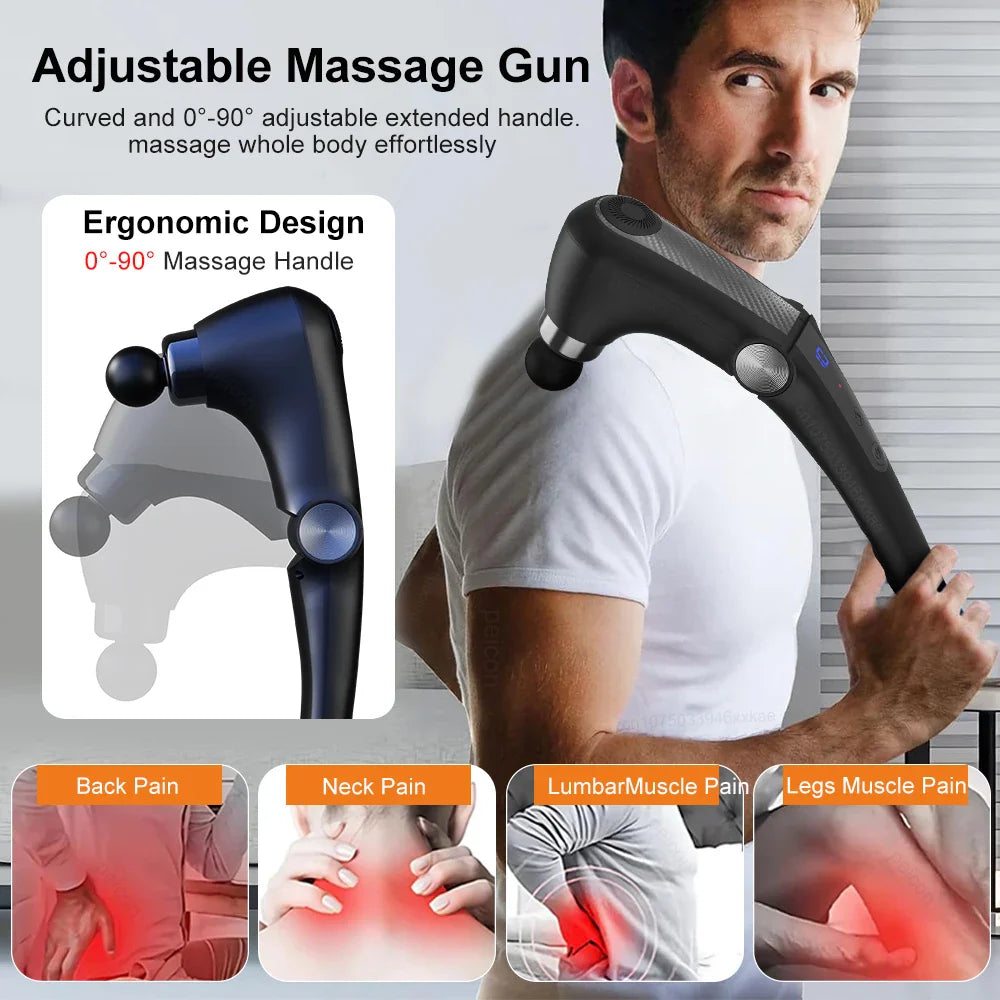 Fascia Massage Gun with Extended Handle for Shoulder and Back Full Body Massage