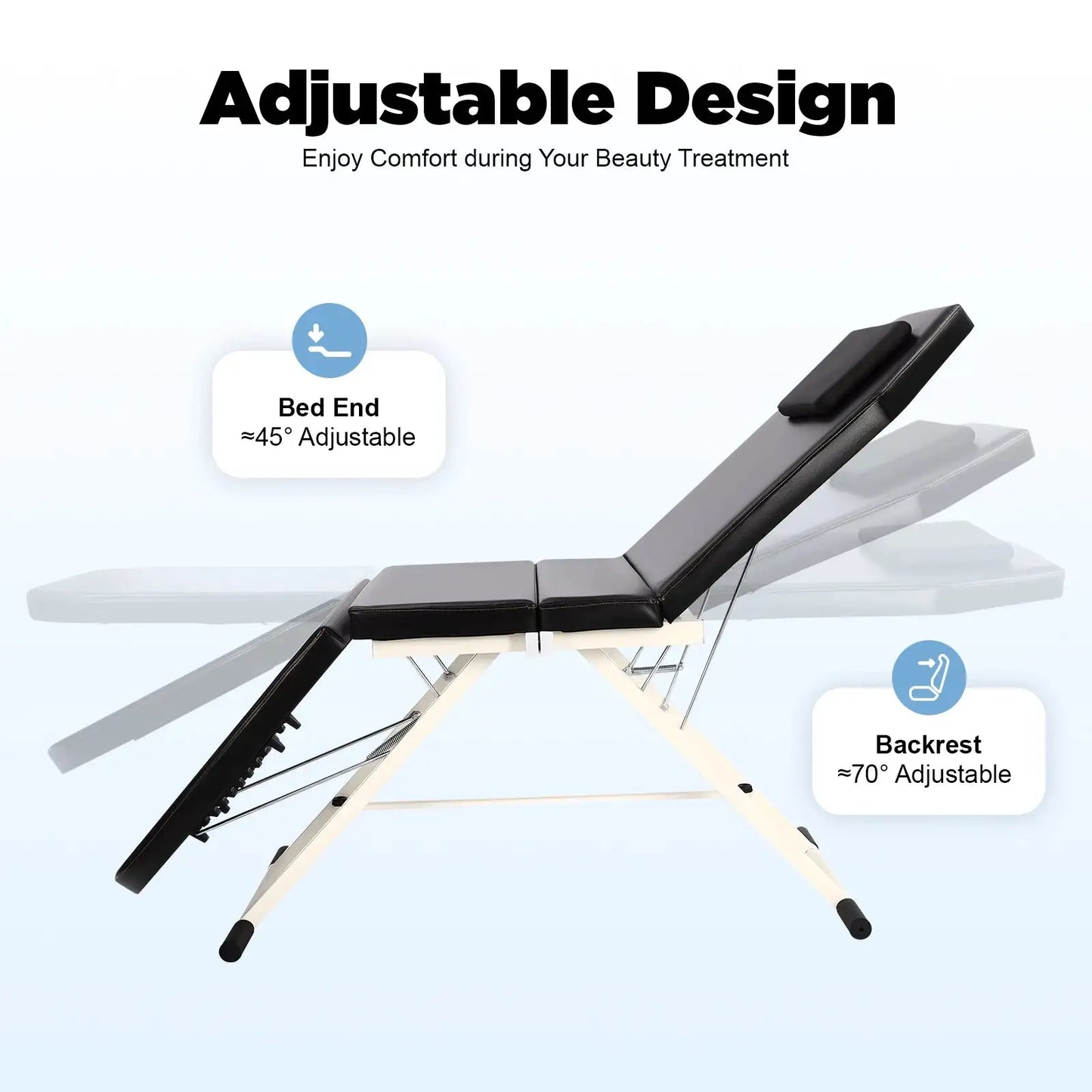 Foldable Massage Table With Pillow – Adjustable Backrest