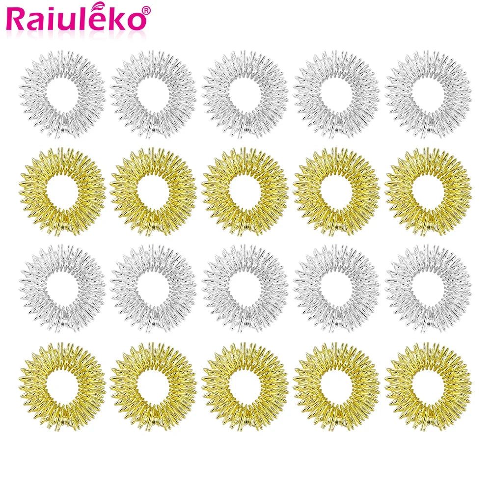 Gold Silver Plated Finger Massage Rings Spiky Acupressure