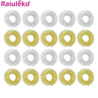 Gold Silver Plated Finger Massage Rings Spiky Acupressure