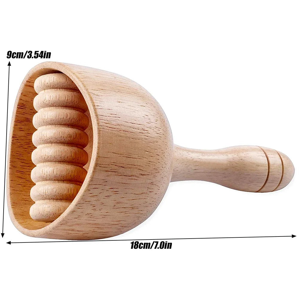 Wooden Therapy Cup with Roller – Natural Body Shaping Massage Tool