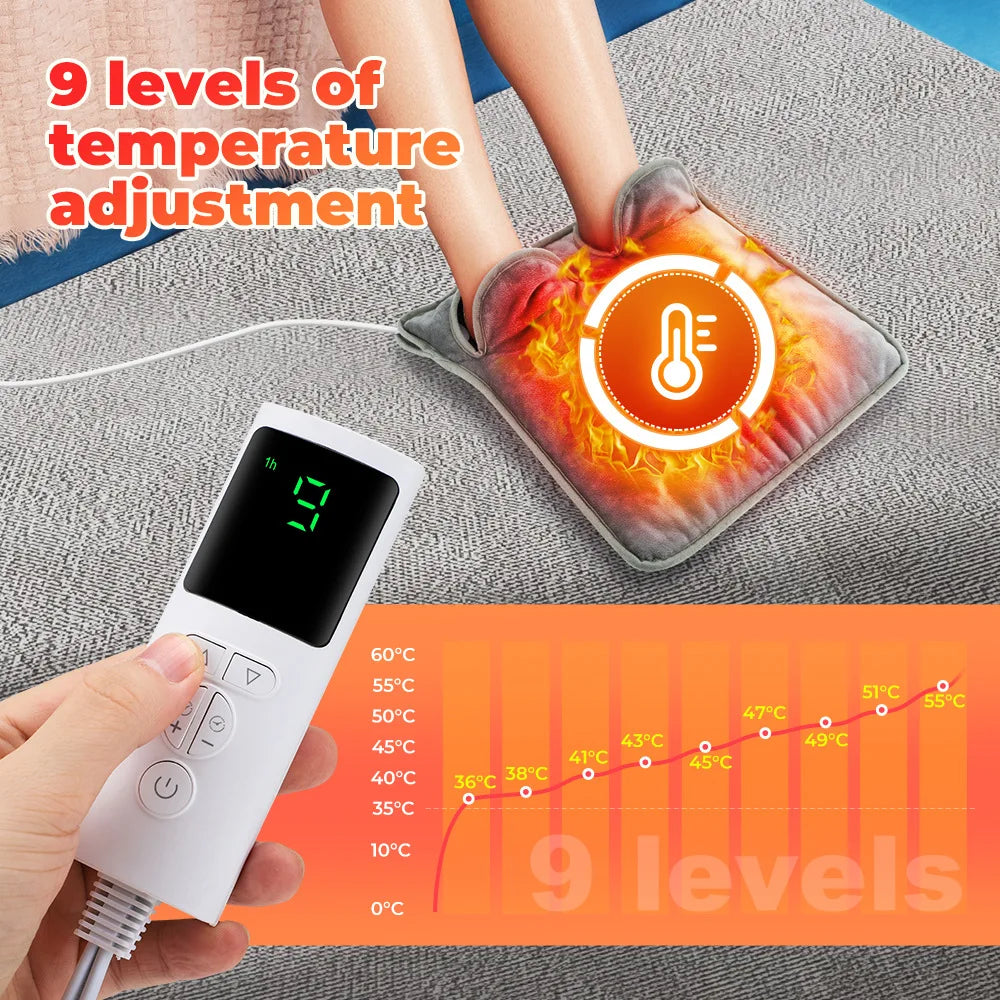 Winter Electric Heating Foot Pad With 9 Level Massager