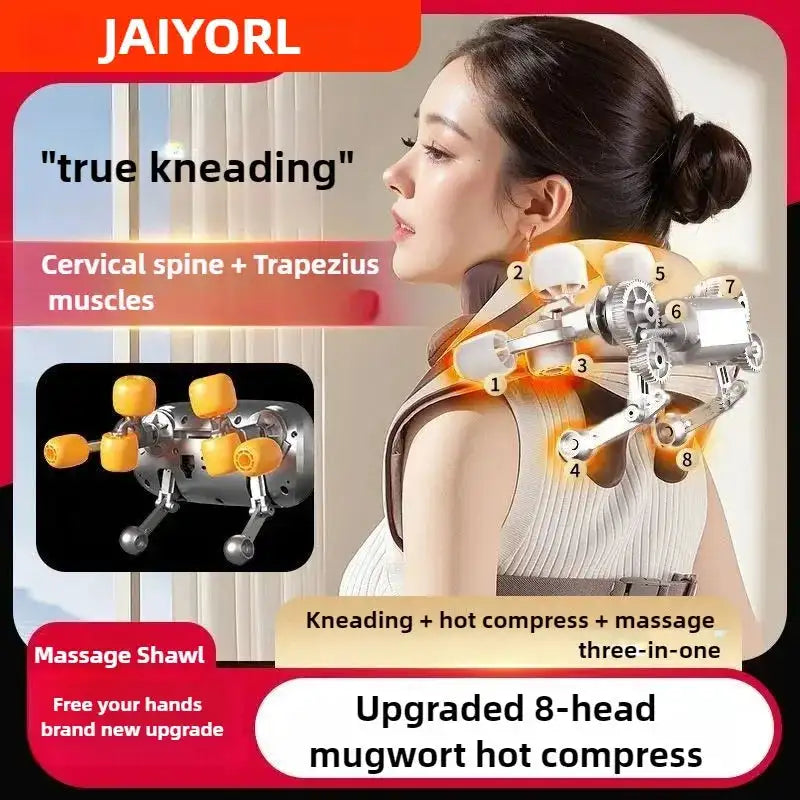 8 Head Kneading Wireless Neck Massager With Infrared Heat