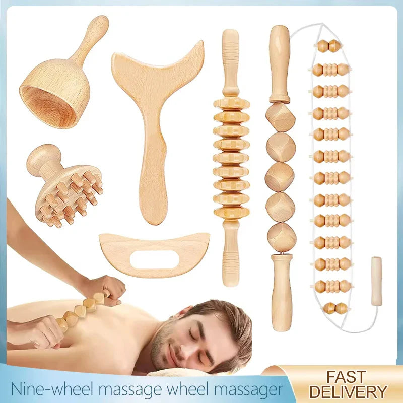 Wood Therapy Massage Roller For Lymphatic Drainage Relief