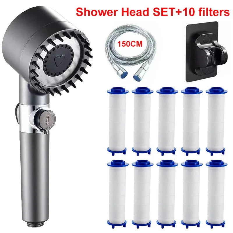 4 Modes Showerhead High Pressure Shower Head With Water Filtration Massage Shower Head Rainfall Shower Bathroom Accessories