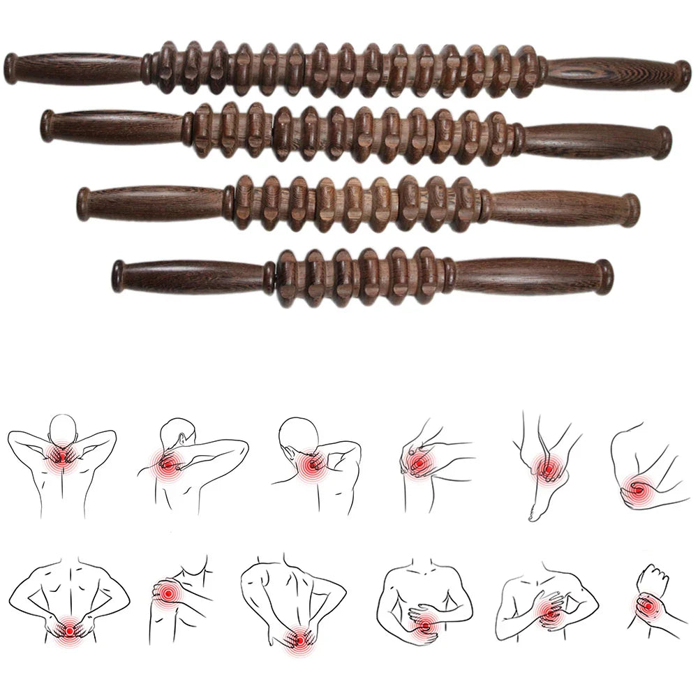 Wooden Exercise Roller Gua Sha – Handheld Muscle Massager for Sports Injuries