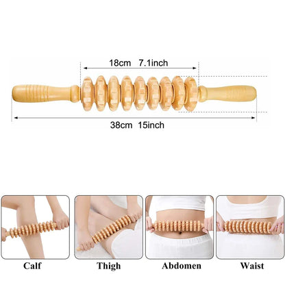 Wood Therapy Roller Gear Stick – High-Quality Natural Wood Massage Tool