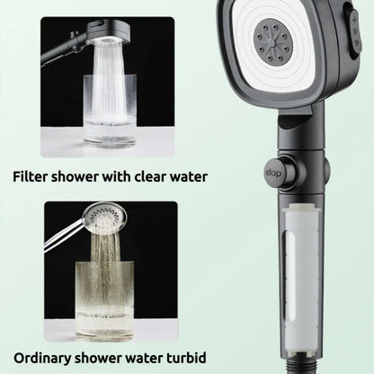 3 Modes Built-in Filiter High Pressure Shower Head with One-key Stop Button Shower Massage Spa Handheld Showerhead For Bathroom