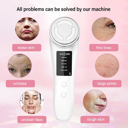 RF Facial Massager for Skin Tightening and Lifting with EMS Microcurrent