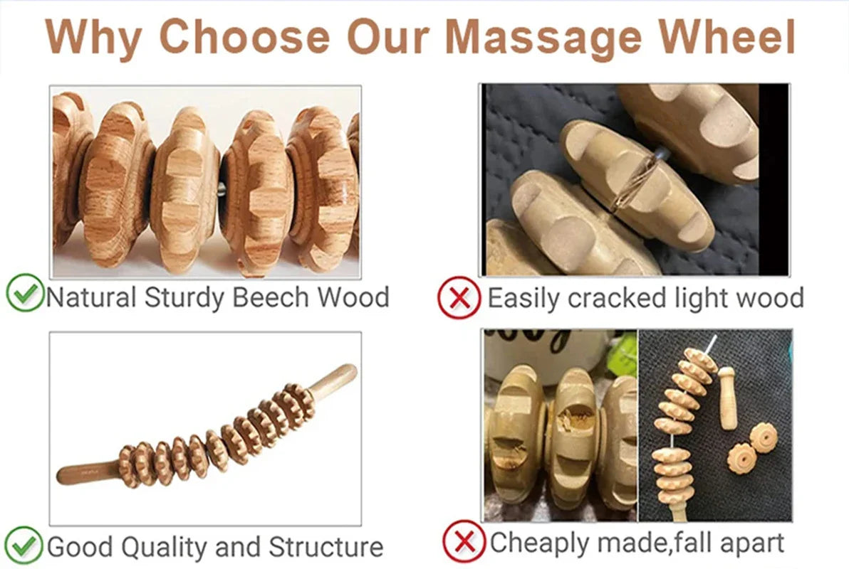 Wooden Roller Massager AL-MG-01 – 12 Wheel Relief Tool