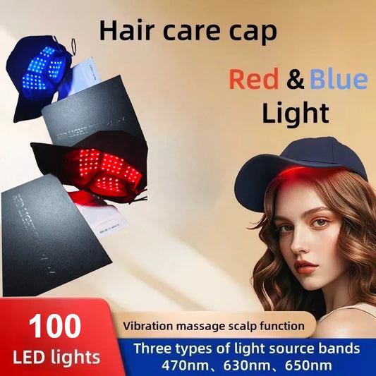 LED Hair Growth Cap Red Blue Light Therapy Scalp Massage