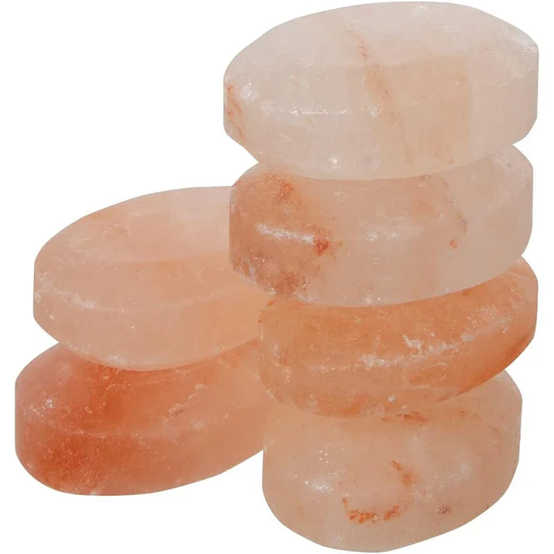 Round Massage Stone Pink Salt Crystal – Hand Carved Set