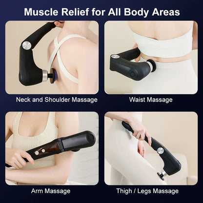 Fascia Massage Gun with Extended Handle for Shoulder and Back Full Body Massage
