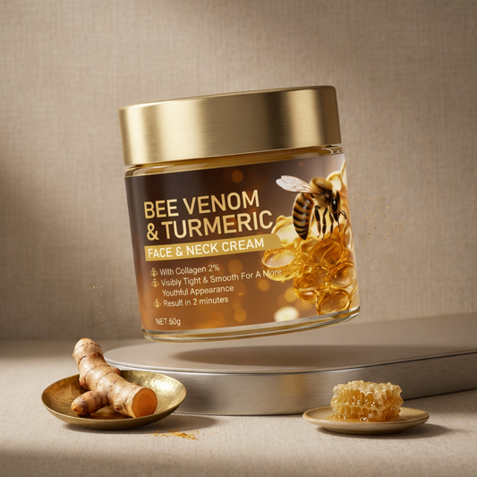 Bee Venom Face Cream for Wrinkles & Skin Tightening – Anti Aging Moisturizer with Collagen & Turmeric for Firming Face & Neck Lift