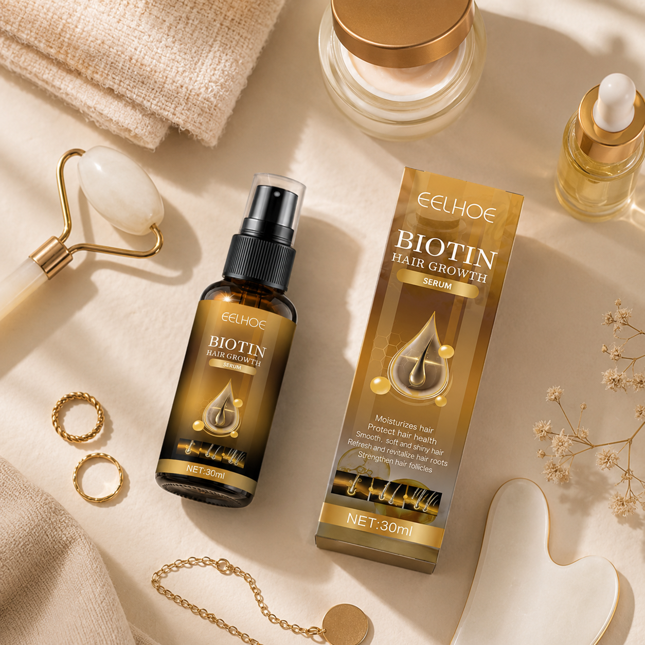 Biotin Hair Serum for Hair Growth & Thinning Hair – Strengthening Hair Treatment for Fuller, Thicker Hair & Scalp Nourishment