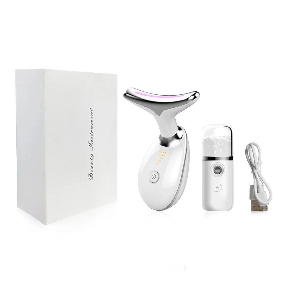 Facial Massager Neck Beauty Device with LED Light EMS V Face Anti Wrinkle Neck Skin Lifting Tighten Machine Double Chin Remover