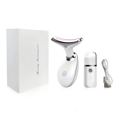 Facial Massager Neck Beauty Device with LED Light EMS V Face Anti Wrinkle Neck Skin Lifting Tighten Machine Double Chin Remover