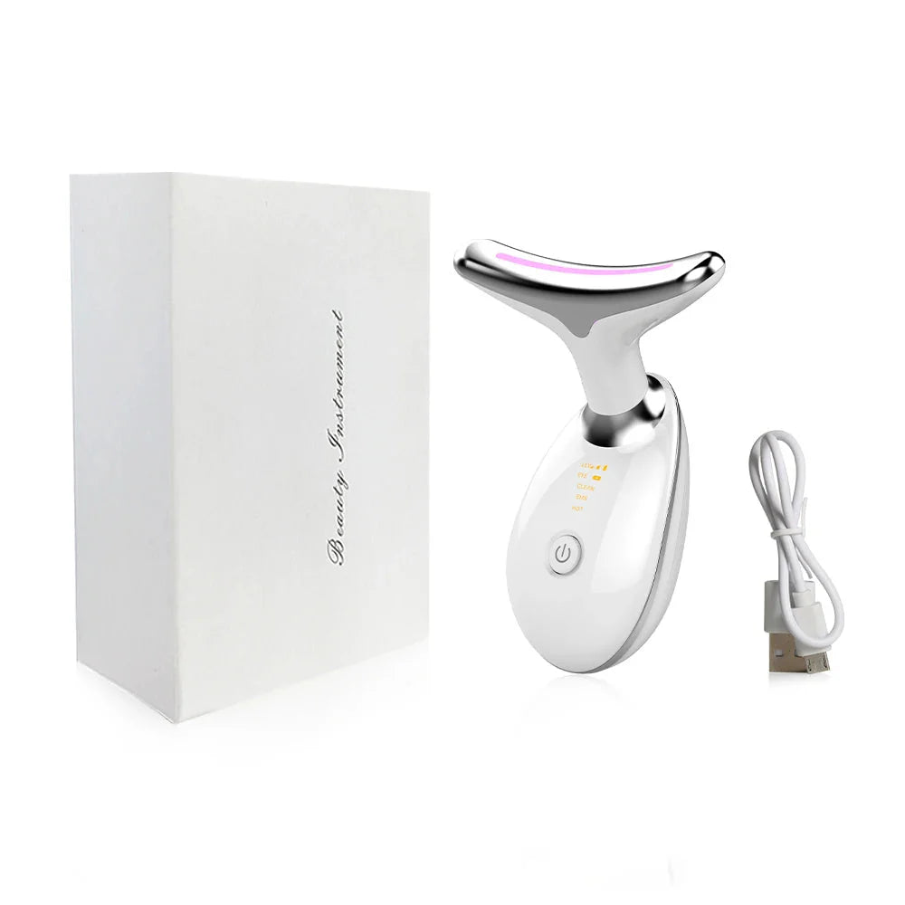 Facial Massager Neck Beauty Device with LED Light EMS V Face Anti Wrinkle Neck Skin Lifting Tighten Machine Double Chin Remover