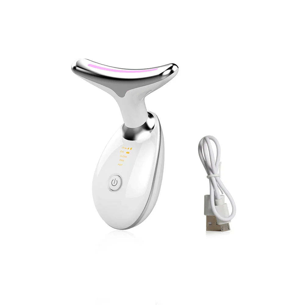 Facial Massager Neck Beauty Device with LED Light EMS V Face Anti Wrinkle Neck Skin Lifting Tighten Machine Double Chin Remover