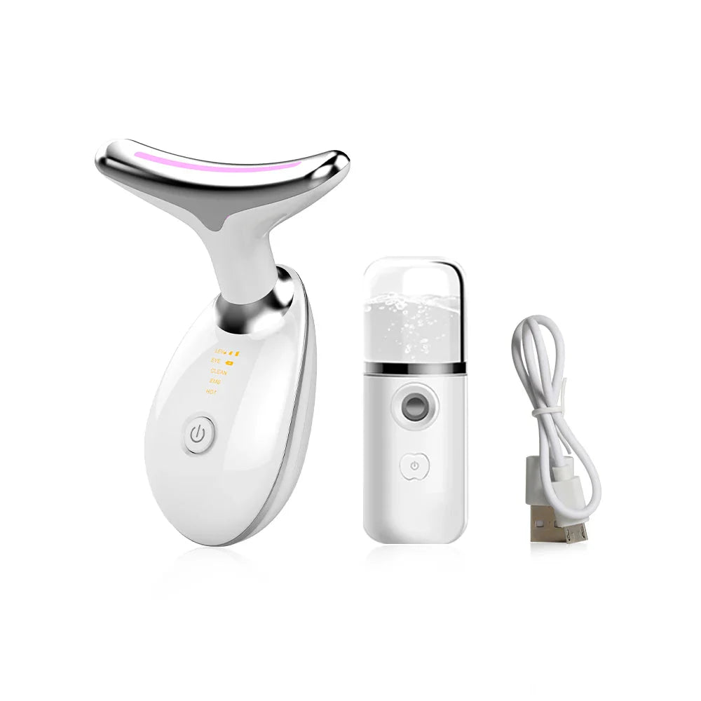 Facial Massager Neck Beauty Device with LED Light EMS V Face Anti Wrinkle Neck Skin Lifting Tighten Machine Double Chin Remover