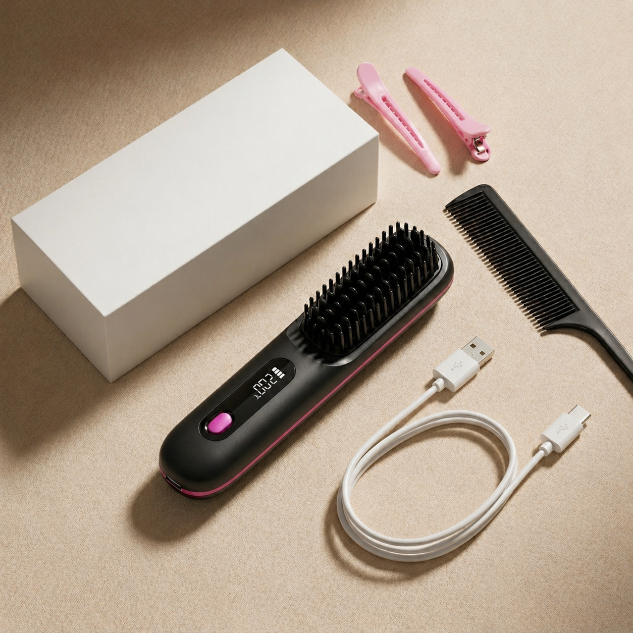 Hair Straightening Brush for Frizzy Hair – Heated Straightener Comb for Fast Smoothing, Anti Frizz Styling & Sleek Straight Hair