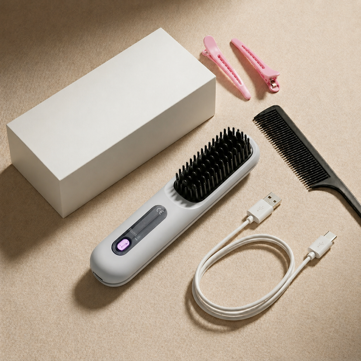 Hair Straightening Brush for Frizzy Hair – Heated Straightener Comb for Fast Smoothing, Anti Frizz Styling & Sleek Straight Hair