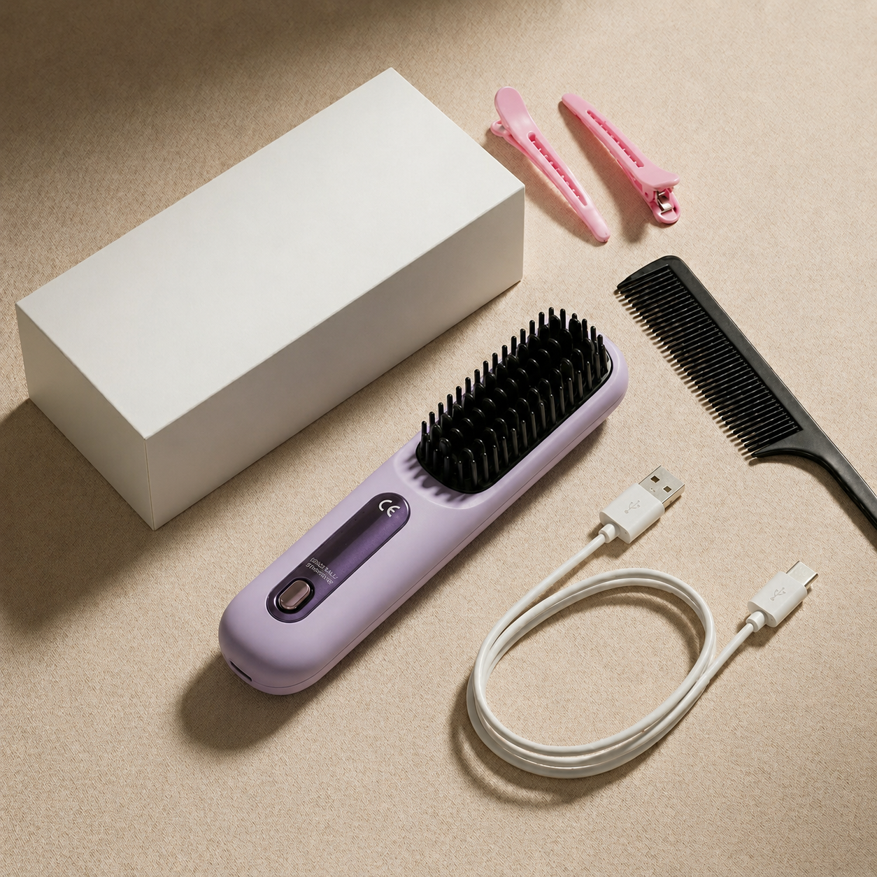 Hair Straightening Brush for Frizzy Hair – Heated Straightener Comb for Fast Smoothing, Anti Frizz Styling & Sleek Straight Hair