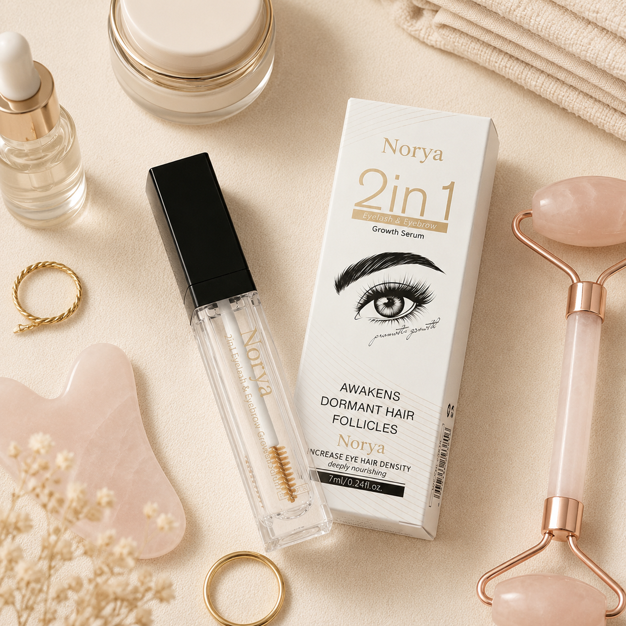 Hair Growth Serum for Eyelashes & Eyebrows – Lash & Brow Growth Serum for Thicker, Fuller Hair, Strengthening & Nourishing Treatment