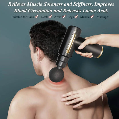 Mini Massage Gun Percussion Muscle Massage Gun with 6 Speeds 4 Massage Heads With Carrying Bag for Back Shoulder Muscle Relieve