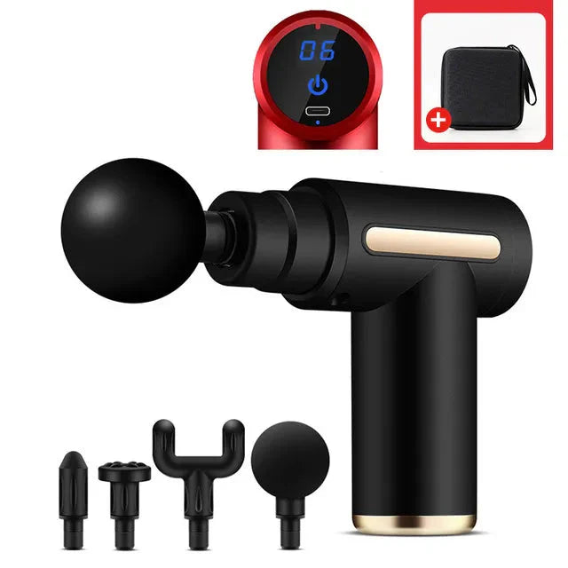 Mini Massage Gun Percussion Muscle Massage Gun with 6 Speeds 4 Massage Heads With Carrying Bag for Back Shoulder Muscle Relieve