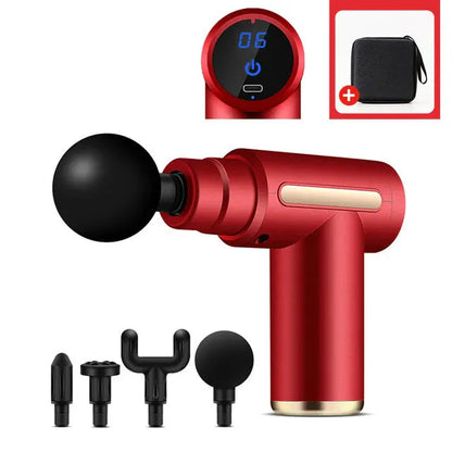 Mini Massage Gun Percussion Muscle Massage Gun with 6 Speeds 4 Massage Heads With Carrying Bag for Back Shoulder Muscle Relieve