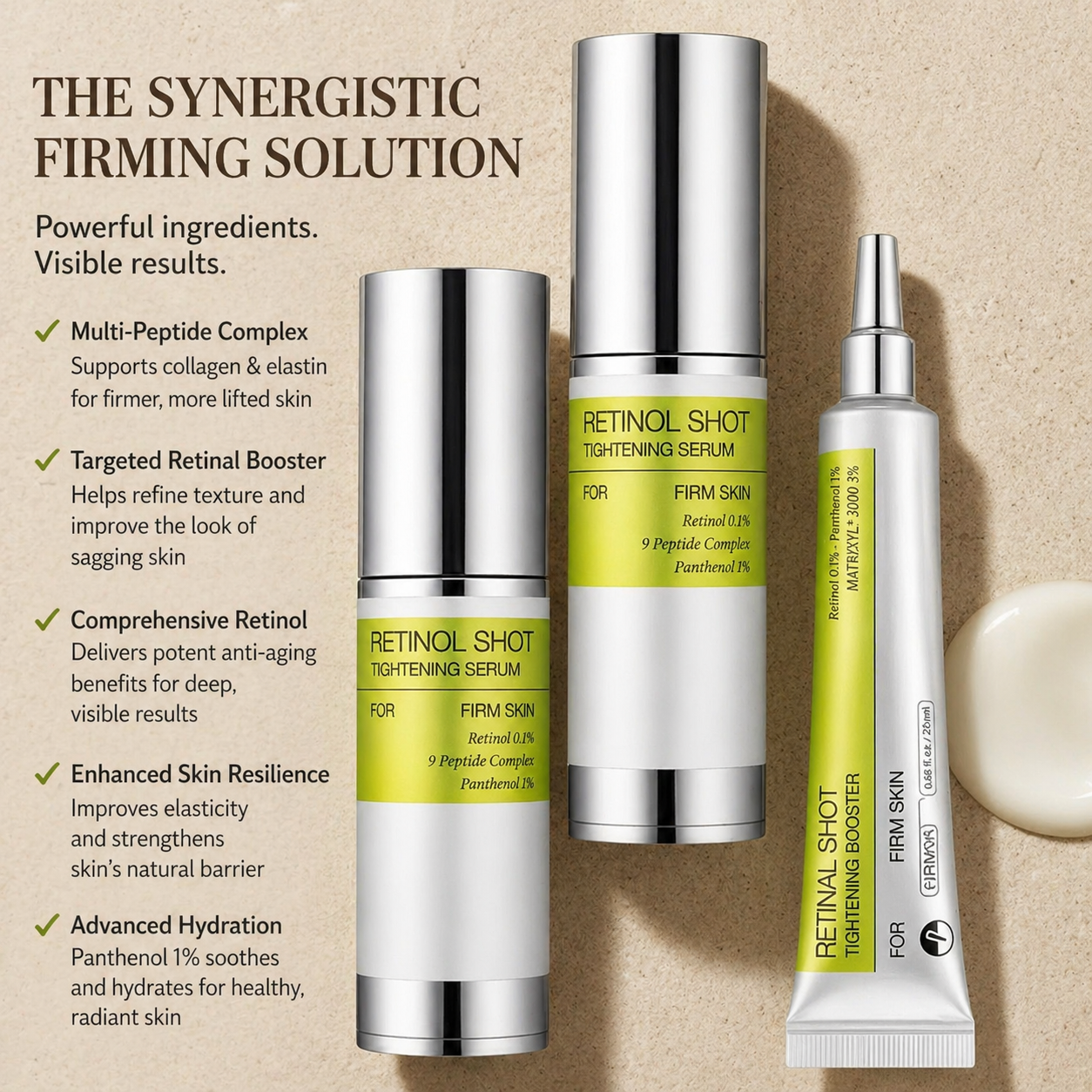 Retinol Lift Cream & Retinal Serum for Anti Aging – Wrinkle Reduction, Skin Tightening & Firming Face Treatment for Smooth Youthful Skin