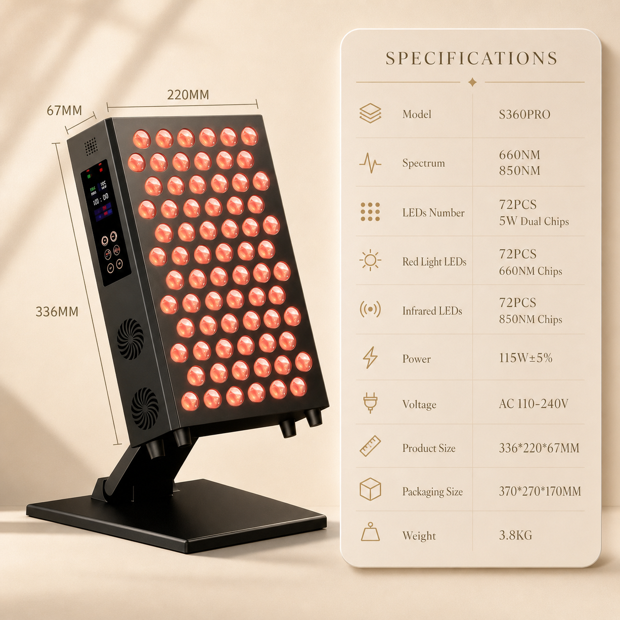 Red Light Therapy Panel – 660nm & 850nm Infrared LED Light for Skin Rejuvenation, Pain Relief & Full-Body Recovery Norya, Professional Red Light Therapy — At Home. Reduce Wrinkles, Relieve Pain & Restore Your Skin in Minutes a Day.