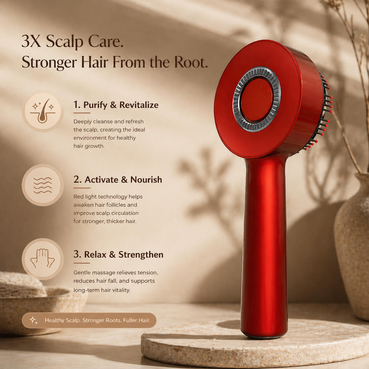 Norya Red Light Scalp Massager for Hair Growth – Microcurrent Hair Regrowth Comb