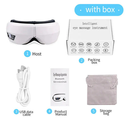 Smart Eye Massager with Heating Airbag Vibration Bluetooth Music Massage Eye Mask for Eye Strain Relief Dry Eyes Improve Sleep