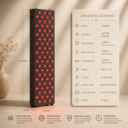 Red Light Therapy Panel – 660nm & 850nm Infrared LED Light for Skin Rejuvenation, Pain Relief & Full-Body Recovery Norya, Professional Red Light Therapy — At Home. Reduce Wrinkles, Relieve Pain & Restore Your Skin in Minutes a Day.